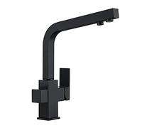 360° Rotating Brass Kitchen Faucet with Double Switch, Black Mixer Tap for Sink, Two Water Outlets for Washing Vegetables and Drinking, Stylish Kitchen Tap