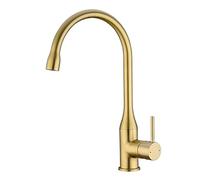 360° Rotating Brushed Gold Kitchen Faucet High Arc Single Handle Deck Mounted Elegant Brass Design for Modern Kitchens Bathroom & Bar Sink Faucets