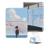 360° Rotating Case for 6.8" Kindle Paperwhite 11th Generation 2021, Clear Back Detachable Magnetic Protective Adjustable Stand Cover with Auto Wake/Sleep, Cat's Dreams