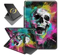 360°Rotating Case for Amazon Fire Max 11 Tablet (2023 Release, 11"), PU Leather Folio Stand Cover with Auto Wake/Sleep, Durable Shockproof Protective Case for Fire Max 11 2023,Colored Skull