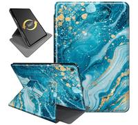 360°Rotating Case for Fire HD 8 (6th/7th/8th Gen, 2016/2017/2018 Release), PU Leather Folio with Auto Wake/Sleep,Durable Shockproof Protective Cover for Fire HD 8-Inch Tablet,Blue Gold Marble
