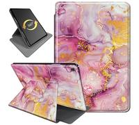 360°Rotating Case for Fire HD 8 (6th/7th/8th Gen, 2016/2017/2018 Release), PU Leather Folio with Auto Wake/Sleep,Durable Shockproof Protective Cover for Fire HD 8-Inch Tablet,Pink Gold Marble