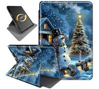 360°Rotating Case for Fire HD 8 (6th/7th/8th Gen, 2016/2017/2018 Release), PU Leather Folio with Auto Wake/Sleep,Durable Shockproof Protective Cover for Fire HD 8-Inch Tablet,Winter Snowman