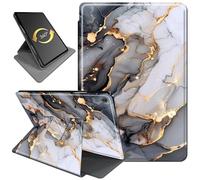360°Rotating Case for Fire HD 8 (6th/7th/8th Gen, 2016/2017/2018 Release), PU Leather Folio with Auto Wake/Sleep,Durable Shockproof Protective Cover for Fire HD 8-Inch Tablet,Black Gold Marble