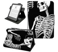 360° Rotating Case for Fire HD 8 Tablet (8th/7th/6th Gen, 2018/2017/2016 Release), Shockproof Stand Cover with Hand Strap, Magnetic Closure & Auto Wake/Sleep,Skeleton Taking Selfie