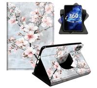 360° Rotating Case for iPad Pro 13" M4 2024/2025/2026,Smart PU Leather Stand Protective Cover with Auto Wake Sleep,Light Pink and White Cherry Blossoms