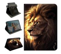 360 Rotating Case for Samsung Galaxy Tab A11 Plus 2023/2024/2026/ Tab A9 Plus 11",Slim PU Leather Protective Cover with Multi-Angle Stand, Smart Auto Sleep/Wake Shell,Lion with Lightning