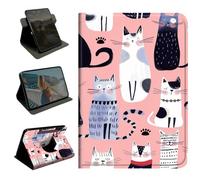 360 Rotating Case for Samsung Galaxy Tab A11 Plus 2023/2024/2026/ Tab A9 Plus 11",Slim PU Leather Protective Cover with Multi-Angle Stand, Smart Auto Sleep/Wake Shell,Cute Poses Cats