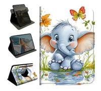 360 Rotating Case for Samsung Galaxy Tab A11 Plus 2023/2024/2026/ Tab A9 Plus 11",Slim PU Leather Protective Cover with Multi-Angle Stand, Smart Auto Sleep/Wake Shell,Baby Elephant in The Water