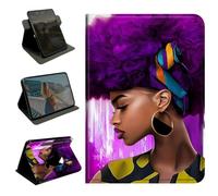 360 Rotating Case for Samsung Galaxy Tab A11 / Tab A9 8.7 Inch 2026/2024,Slim PU Leather Folio Protective Cover with Multi-Angle Stand, Smart Auto Sleep/Wake Shell,American Woman with Purple Hair