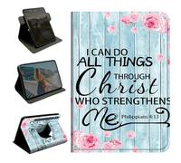 360 Rotating Case for Samsung Galaxy Tab A11 / Tab A9 8.7 Inch 2026/2024,Slim PU Leather Folio Protective Cover with Multi-Angle Stand, Smart Auto Sleep/Wake Shell,Bible Verses Philippians 4-13