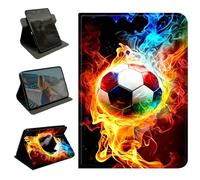360 Rotating Case for Samsung Galaxy Tab S10 Plus/S9 Plus 12.4" 2023/S9 FE Plus,Slim PU Leather Folio Protective Cover with Multi-Angle Stand, Smart Auto Sleep/Wake Shell,Flaming Soccer Ball