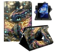 360°Rotating Case for Samsung Galaxy Tab S9 Plus/S10 Plus/S9 FE Plus 12.4" SM-X810/X816B/X818U, Smart PU Leather Swivel Stand Protective Cover with Auto Wake Sleep,Luminous Fantasy Little Dragon
