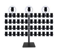 360° Rotating Cell Phone Holder, Multi-Layer Mobile Phone Stand with LED Ring Light for Live Broadcast, Fits Up to 24 Screens