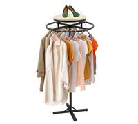 360° Rotating Clothing Display Rack with Display Table, Freestanding Spiral Garment Rack for Retail Store, Boutique, Bedroom