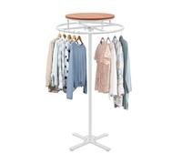 360° Rotating Clothing Display Rack with Display Table, Freestanding Spiral Garment Rack for Retail Store, Boutique, Bedroom