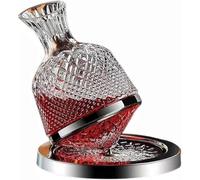 360° Rotating Decanter Set 1500ml Hand-Blown Lead-Free Crystal Wine Carafe with 2 Burgundy Glasses, Fast Aeration Drip-Free Wine Decanter, Luxury Gift Set for Wine Lovers Wedding Anniversary