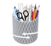 360° Rotating Desk Organiser Tidy with 5 Slots, Pen Pencil Holder for Office School Vanity, Durable Stationary Pot Organizer, Makeup Brushes Art Supplies Pots (Grey)