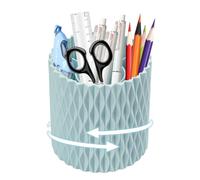 360° Rotating Desk Organiser Tidy with 5 Slots, Pen Pencil Holder for Office School Vanity, Durable Stationary Pot Organizer, Makeup Brushes Art Supplies Pots (Blue)