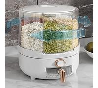 360° Rotating Dispenser, 6 Compartments, Intelligent Quantification, Easy to Open Grain Storage Box, Transparent PP Plastic for Kitchen Use (M)