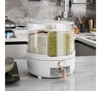 360° Rotating Dispenser, 6 Compartments Multifunctional Grain Storage Box for Kitchen Use (L)