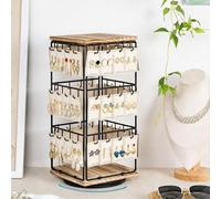 360 Rotating Earring Display Stand with 48 Hooks, Jewelry Rack for Vendors Selling Earring Cards Bracelets Necklaces, Rotating Base Metal and Iron Construction
