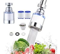 360° Rotating Faucet Mount Filter, Tap Water Purifier, Remove Chlorine Heavy Metal Hard Water Softener Water Faucet Filter for Sink Kitchen Bathroom+2 Filter Elements+Universal Adapter