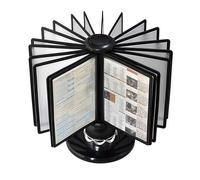 360° Rotating File Organizer, Desktop Document Holder, Deluxe Catalog Display Rack with 20 Double-Sided Panels, A4/A5 Desktop Reference System for Office Home Hotel Display Black A4
