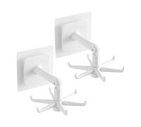 360 Rotating Folding Hook, Folding Hook for the Wall, 360 Degree Rotating Kitchen Hooks, 2 x Utensil Organiser with 6 Hooks, Kitchen Hooks, Wall Mount, Utensil Stand for Kitchen, Bathroom, Cupboard