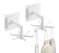 360° Rotating Folding Hook, Kitchen Hanger 360 Degree Rotating, 2-Piece Multifunctional Feature, Utensil Rack with 6 Claws for Wall Mount, Kitchen Storage, Organizer, Home, Cooking, Space-Saving