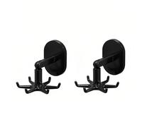 360°Rotating Folding Hook - Kitchen Utensil Rack - Space Saving No Drill - ABS - Adhesive Hooks - 180 Degrees Vertical Flip Hook for Home & Office Use(Black)