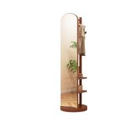 360° Rotating Full Length Floor Mirror with Coat Rack, Solid Wood Stand with Storage, for Bedroom Living Room Cloakroom Dressing Room