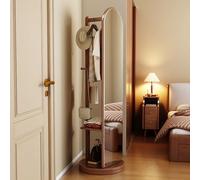 360° Rotating Full Length Mirror with Coat Rack & HooksStylish FloorLength Dressing Mirror for Bedroom Dressing Room and Cloakroom rage Solution