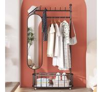 360° Rotating Full Length Mirror with Coat Rack3in1 Floor Mirror Full Body Mirror & Hat StandStylish Home Decor for Bedroom Living Room & Entryway