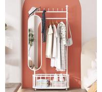 360° Rotating Full Length Mirror with Coat Rack3in1 Floor Mirror Full Body Reflection Stylish Hat & Coat Stand for Bedroom Living Room Entryway rage Solutions