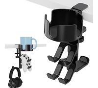 360° Rotating Game Controller Headset Stand Desk Clamp - Gaming Controller Holder Headphone Hanger with Larger Anti-Spill Under Desk Cup Holder Clamp | Gamer Organization | Gaming Desk Accessories