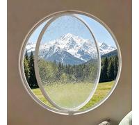 360° Rotating Glass Porthole Window, Aluminum Frame Replacement Indoor Ventilated Window for Bedroom or Bathroom Decor