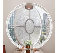 360° Rotating Glass Window, Rotating Casement Round Window, Flush Mount,Tempered Glass Porthole Window with Handle,for Indoor, Bathroom, Basement(White,60cm/23.62in)