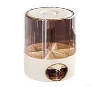 360 Rotating Grain Dispenser with 6 Compartments, One-Click Dry Food Storage Container for Rice and Cereal, Space-Saving Kitchen PANTRYs Organizer, White(Cream-Medium)