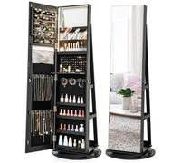 360 Rotating Jewellery Armoire With Full Length Mirror 3-Colour Light