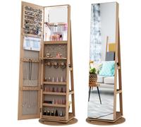 360° Rotating Jewellery Armoire With Full Length Mirror Jewelry Cabinet