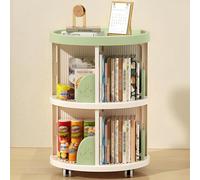 360° Rotating Kids Bookshelf - Swivel Bookcase Tower on Wheels, Perfect for Living Room, Office, Study Room - Compact Corner Storage in Green for Easy Access
