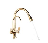 360° Rotating Kitchen Faucet with Dual Handle Gold Polished Water Filter Tap Purifying Mixer for Kitchen Sink HighQuality Water Filtration System