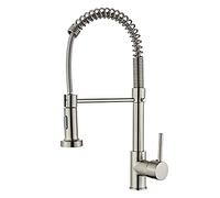 360° Rotating Kitchen Faucet with Spiral Spring, Dual Spray Modes, Single Handle Mixer Tap for Hot & Cold Water, Stainless Steel Sink Faucet with Pull Down Sprayer
