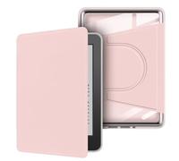 360° Rotating Magnetic Detachable Case with Stand & Auto Wake/Sleep for Kindle 10th Generation 6" (2019 Release) - Clear Back Cover, Pink