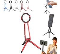 360° Rotating Magnetic Phone Stand, Foldable Magnetic Phone Holder, Carabiner Mounted Stand, Cell Stand Holder with Non-Slip Base (Red)