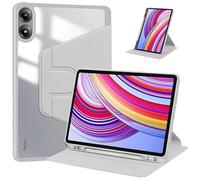 360 Rotating Magnetic Smart Cover Suitable For Xiaomi Redmi Pad Pro 12.1inch 2024 With Pen Holder Clear Acrylic Stand Case(Gray)