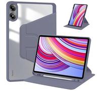 360 Rotating Magnetic Smart Cover Suitable For Xiaomi Redmi Pad Pro 12.1inch 2024 With Pen Holder Clear Acrylic Stand Case(Lavender)