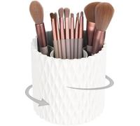 360° Rotating Makeup Brush Organiser, Spinning Multi-Purpose Cosmetics Organizer with 5 Compartments, Classic Style Pen Pencil Holder for Office, School & Vanity, Desktop Bathroom(COLOR:white)
