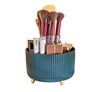 360° Rotating Makeup Organiser, Makeup Brush Holder with 5 Compartments for Cosmetics Perfume Jewellery Display Stand Box, Perfect for Dressing Table Bathroom Office Stationery Storage (Dark blue)